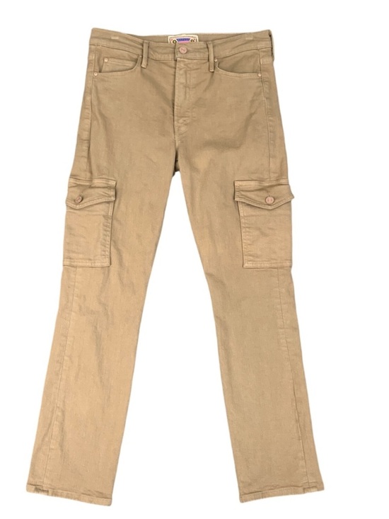 MOTHER Denim - MOTHER Women’s Mid Rise Dazzler Cargo Ankle Jeans in Tan Size 25 Stretch